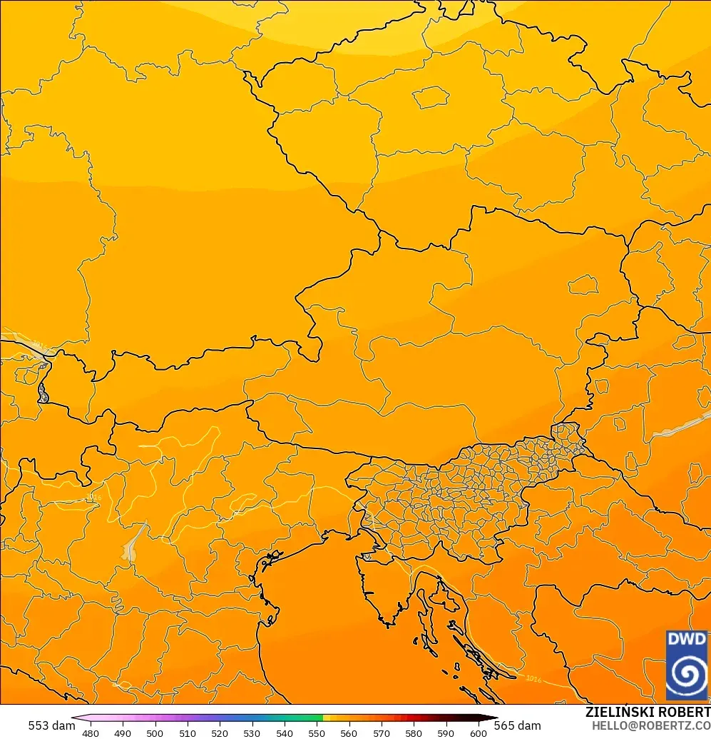 ICON modelo - Austria, Altura geopotencial a 500 hPa