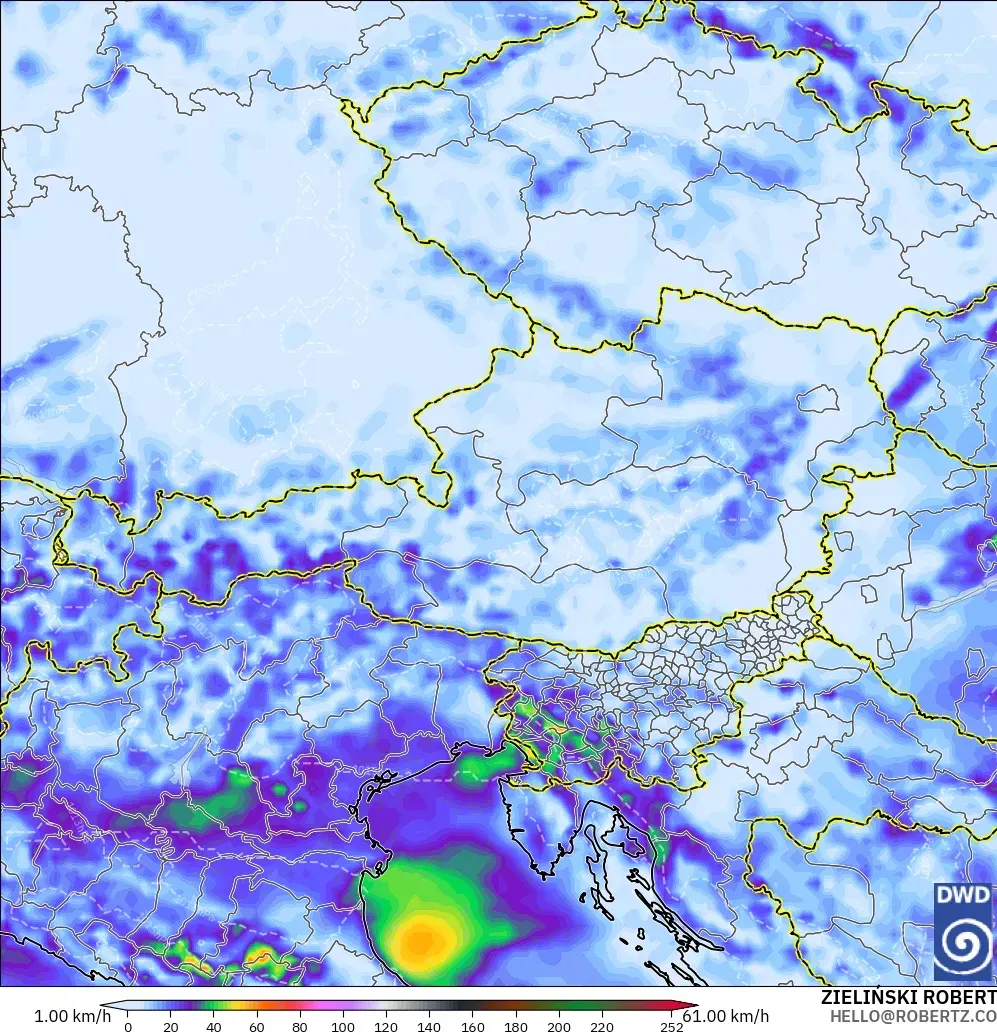 ICON modelo - Austria, Ráfagas de Viento Máximas