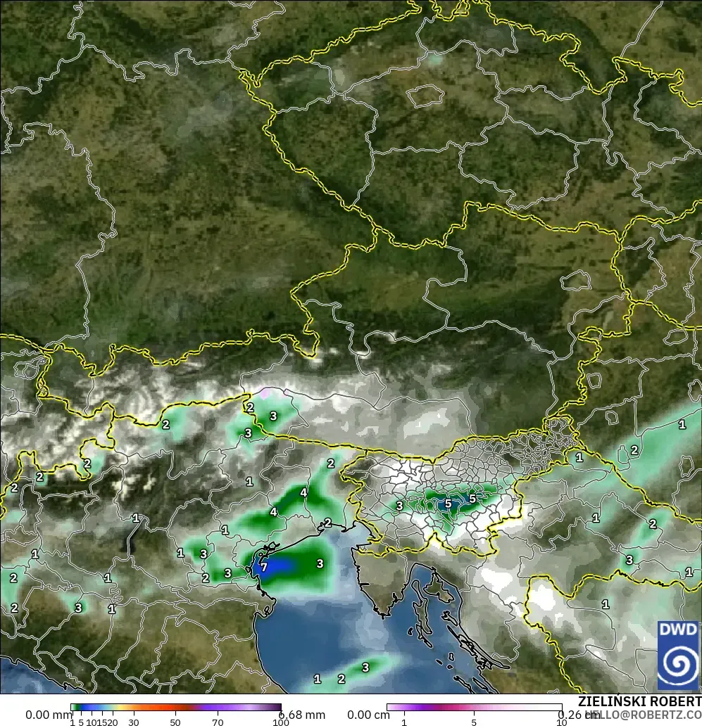 ICON modelo - Austria, Precipitación, nubes y presión