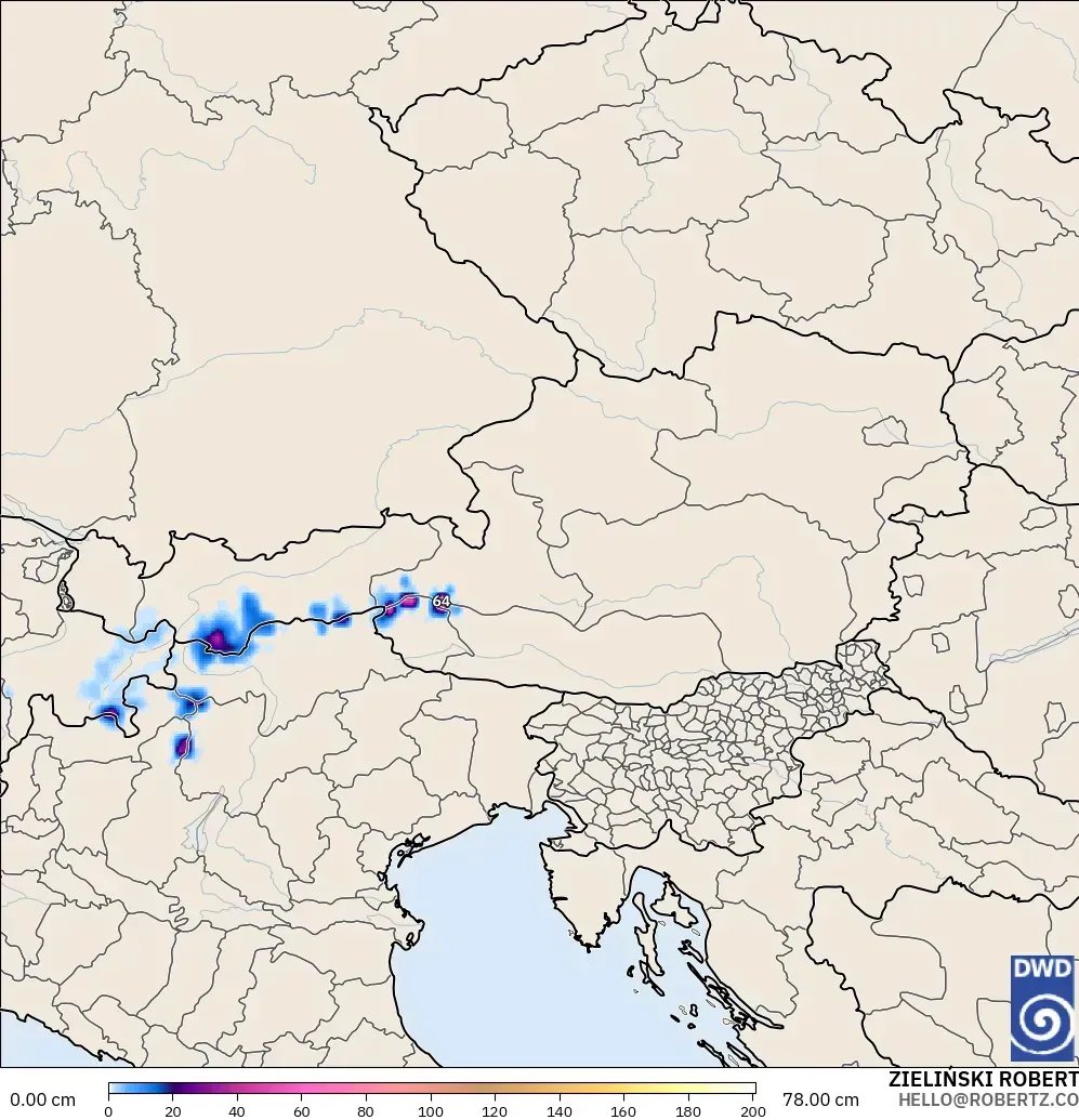 ICON modelo - Austria, Profundidad de nieve