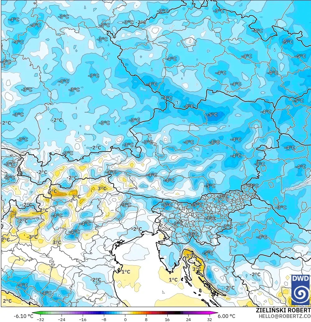 ICON modelo - Austria, Anomalía de temperatura a 2 m