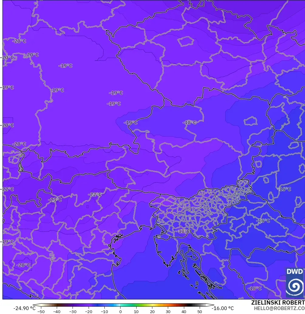 ICON modelo - Austria, Temperatura a 500 hPa
