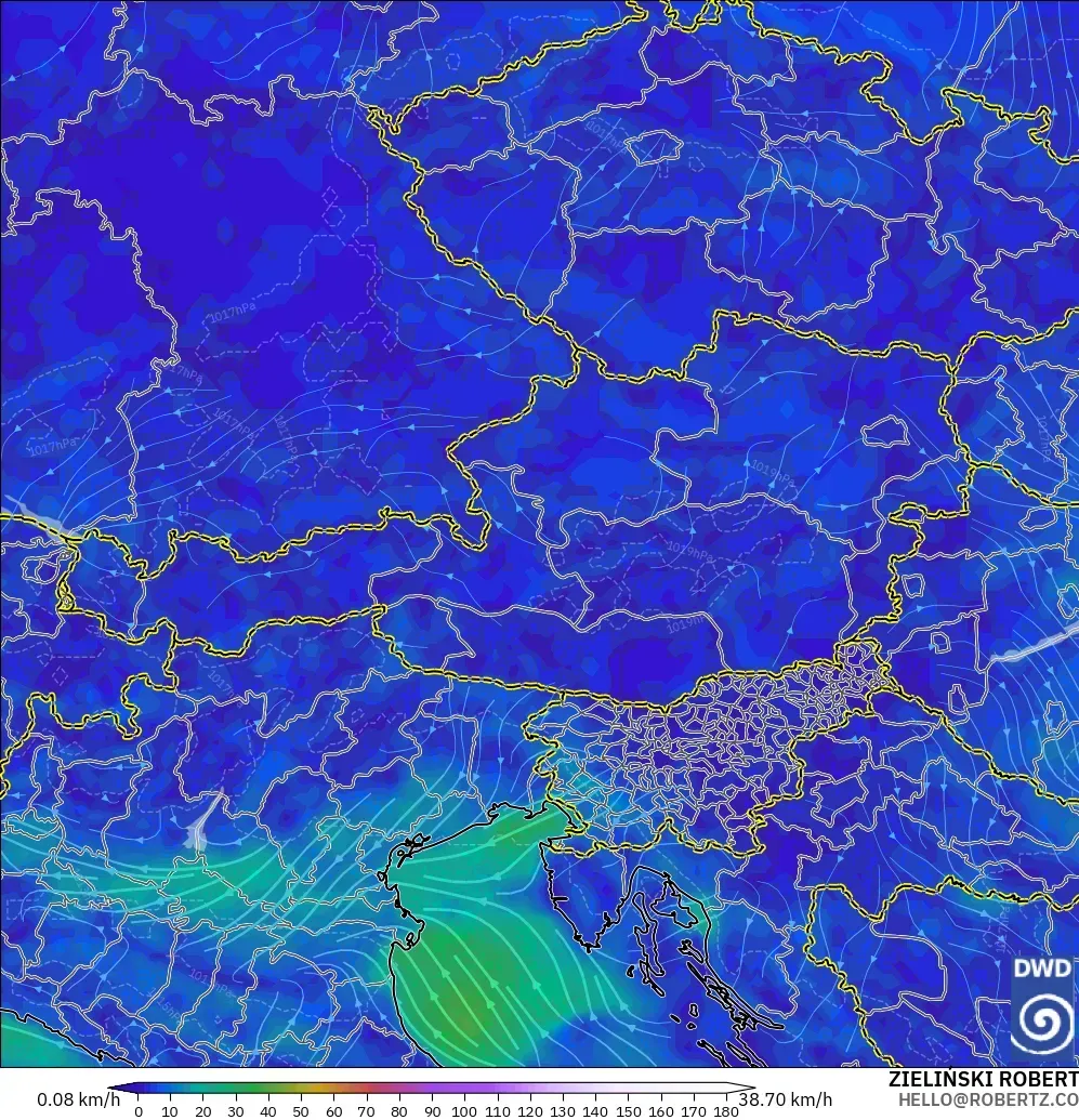 ICON modelo - Austria, Viento a 10 m