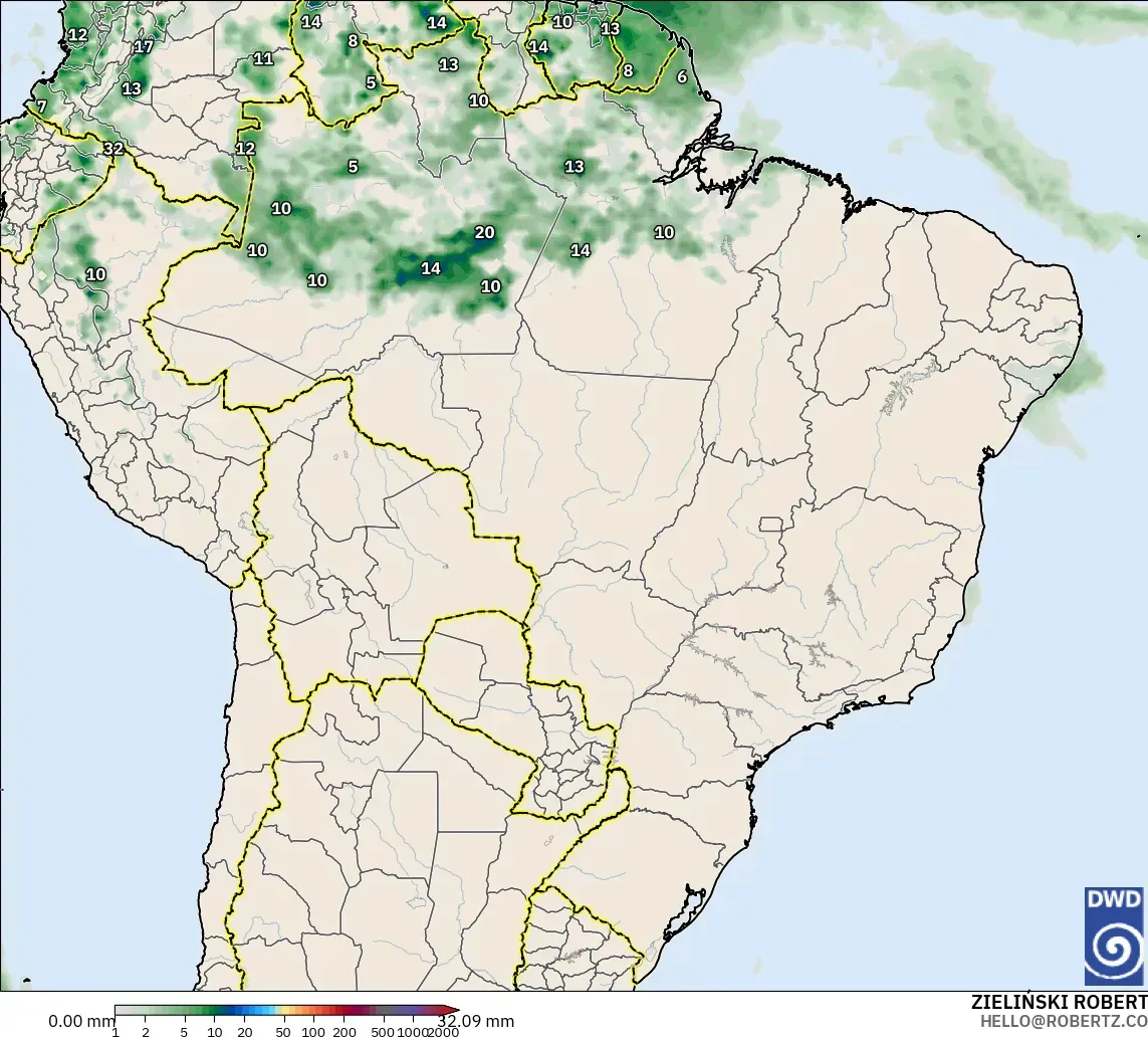 ICON modelo - Brasil, Acumulación de precipitación