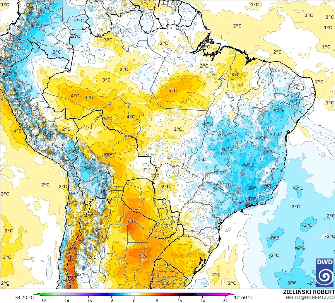 ICON modelo - Brasil, Anomalía de temperatura a 2 m