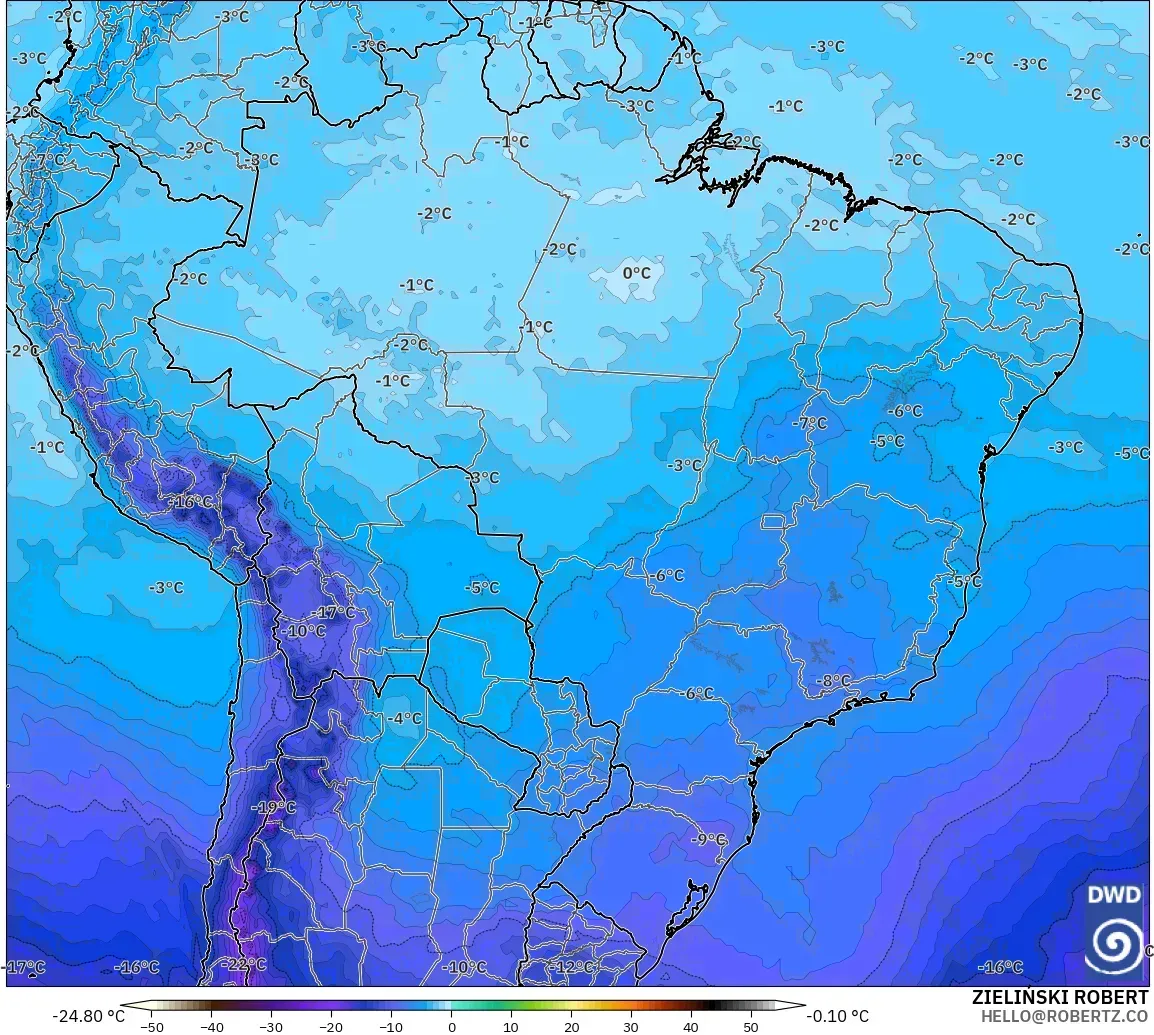 ICON modelo - Brasil, Temperatura a 500 hPa
