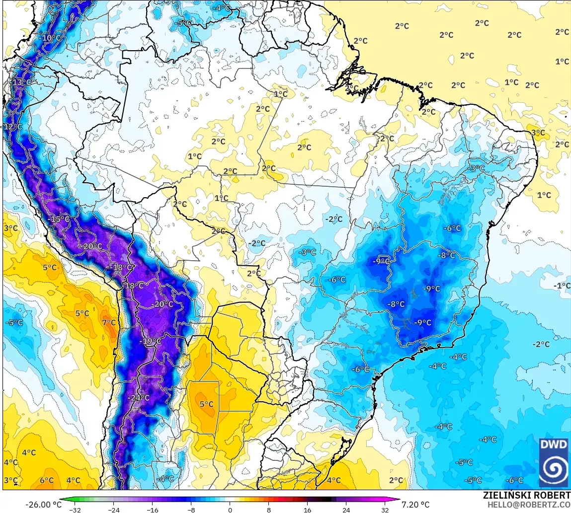 ICON modelo - Brasil, Anomalía de temperatura a 850 hPa
