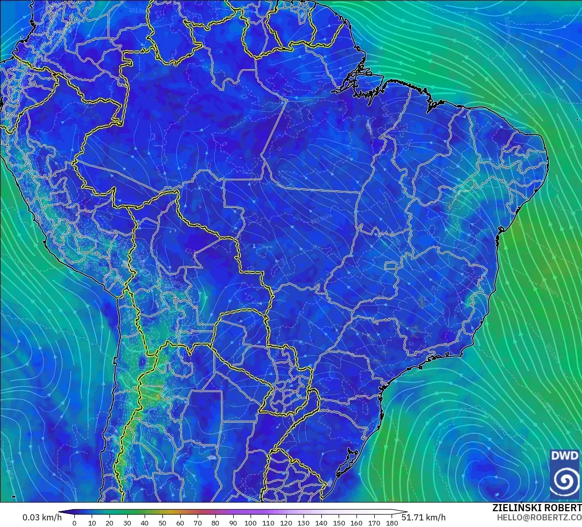 ICON modelo - Brasil, Viento a 10 m
