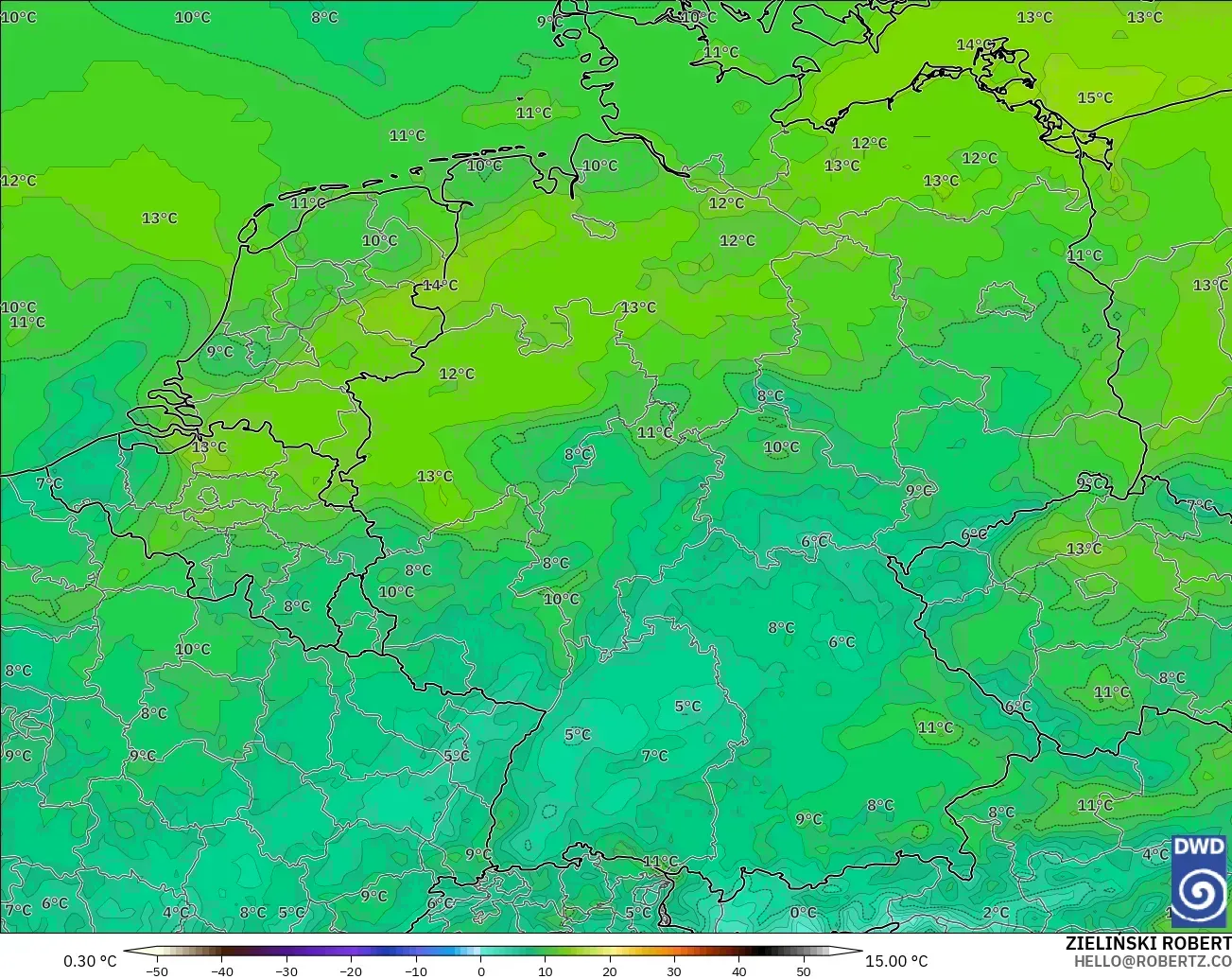 ICON modelo - Alemania, Punto de rocío a 2 m
