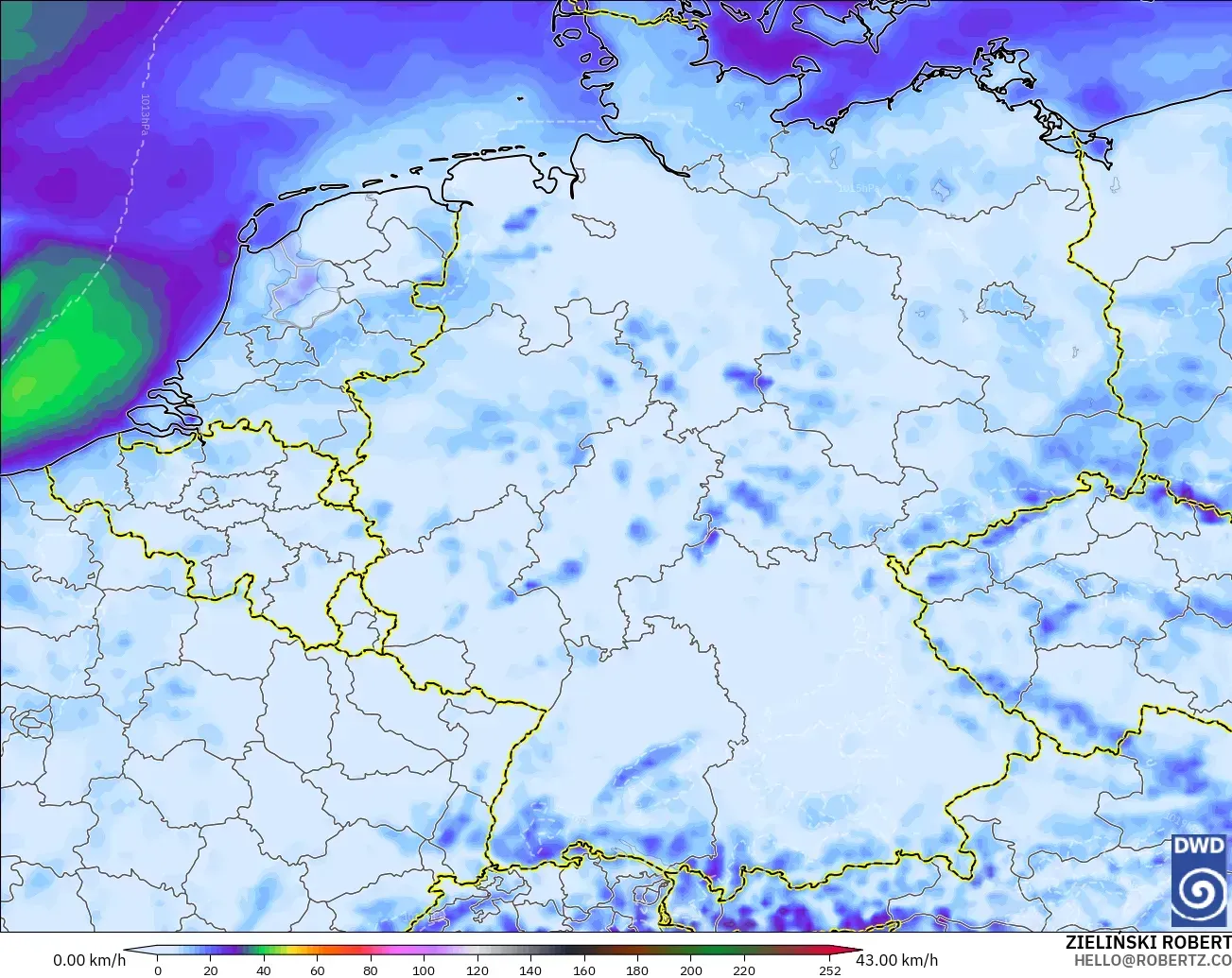 ICON modelo - Alemania, Ráfagas de viento