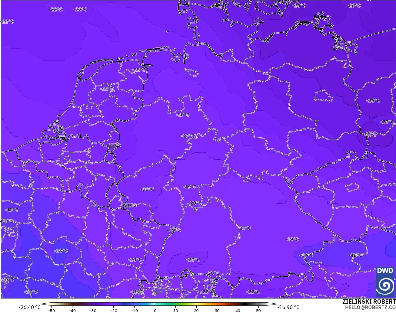 ICON modelo - Alemania, Temperatura a 500 hPa