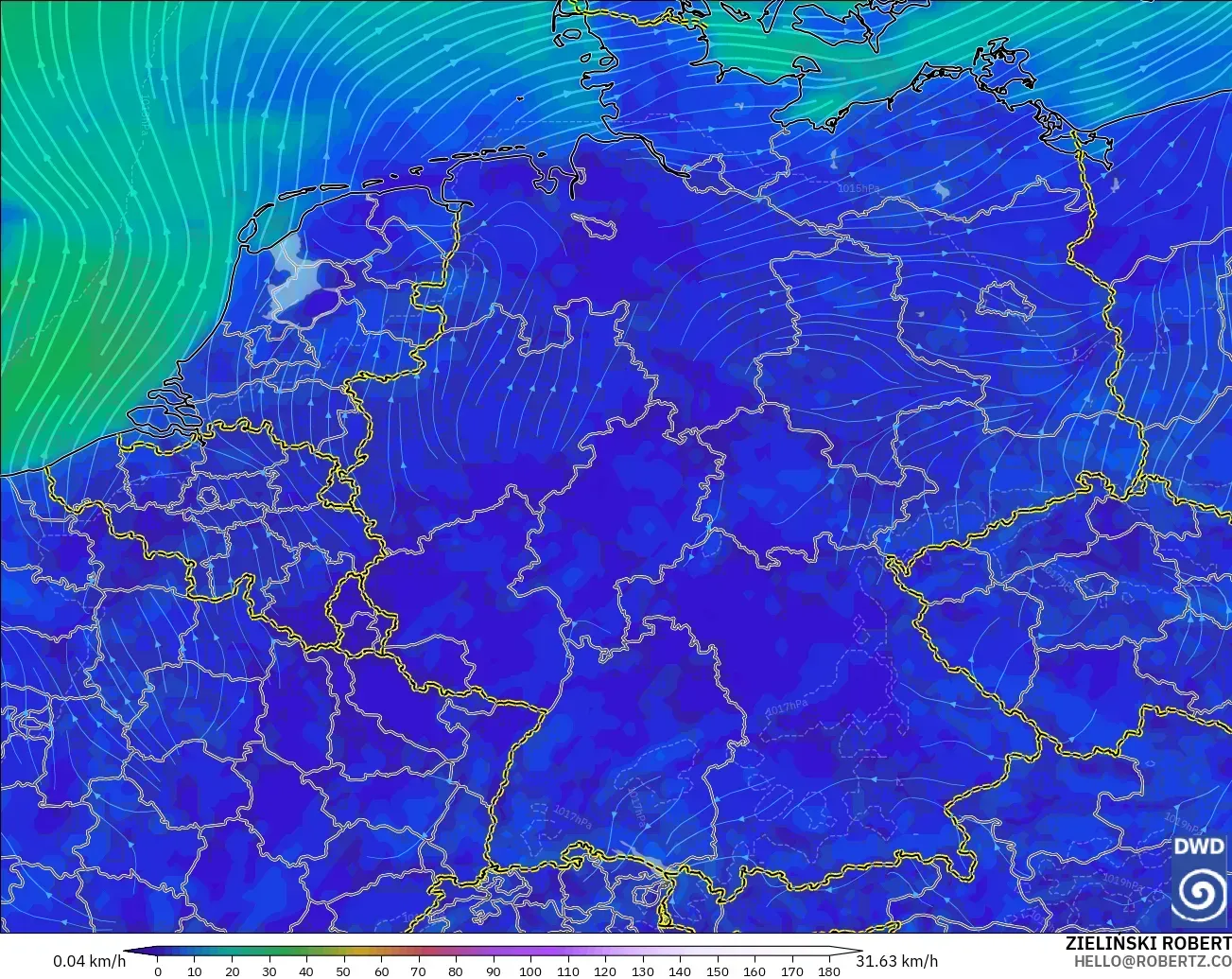 ICON modelo - Alemania, Viento a 10 m