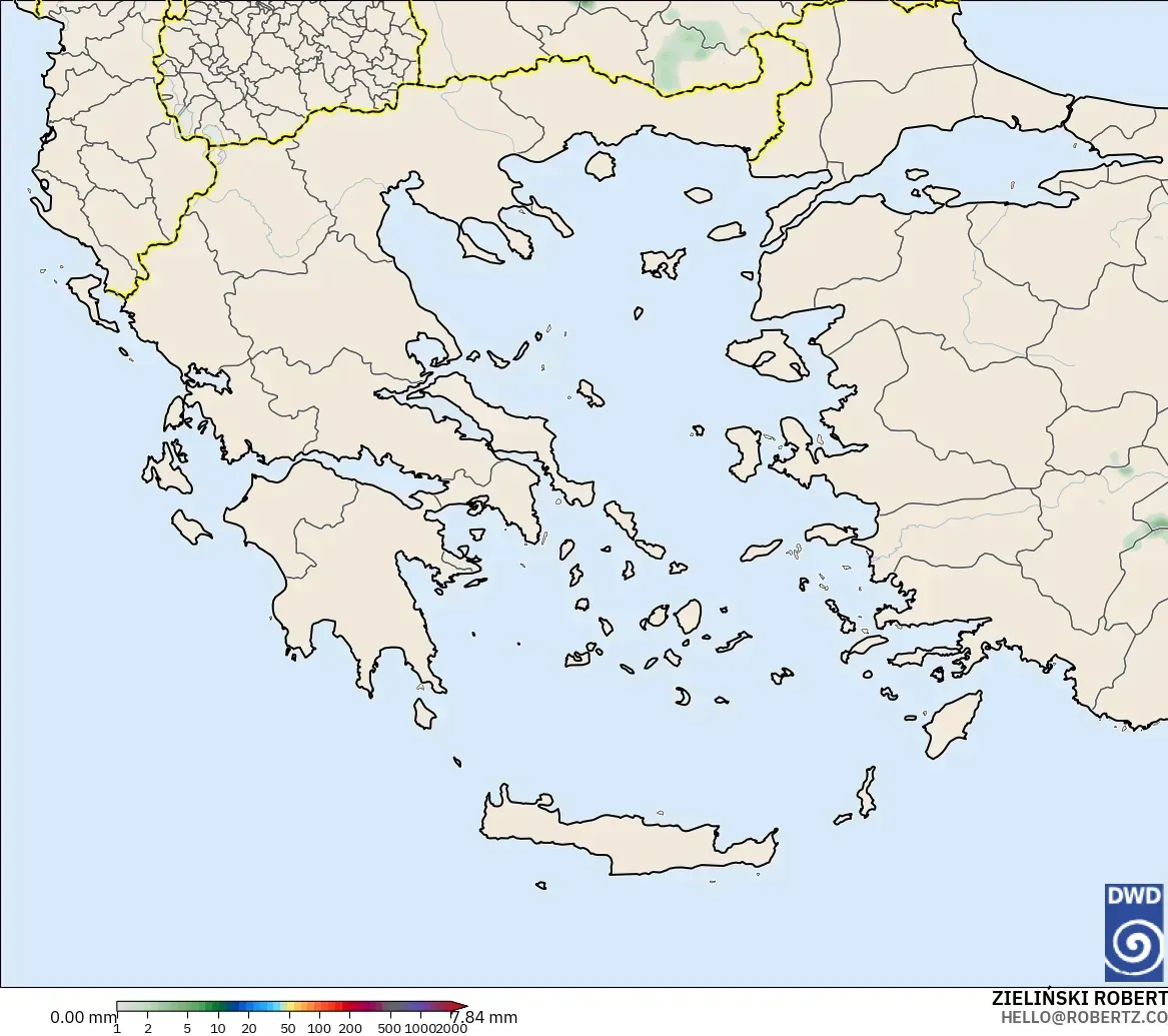 ICON modelo - Grecia, Acumulación de precipitación
