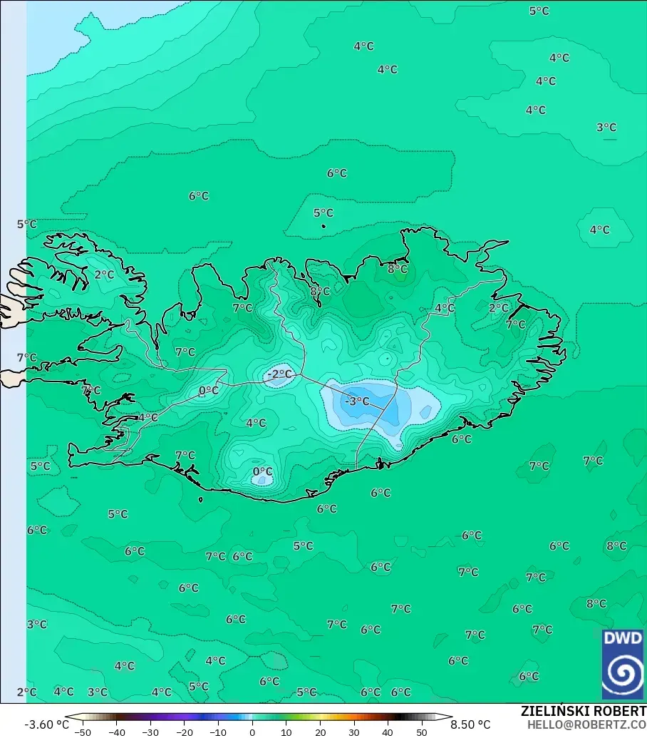 ICON modelo - Islandia, Punto de rocío a 2 m