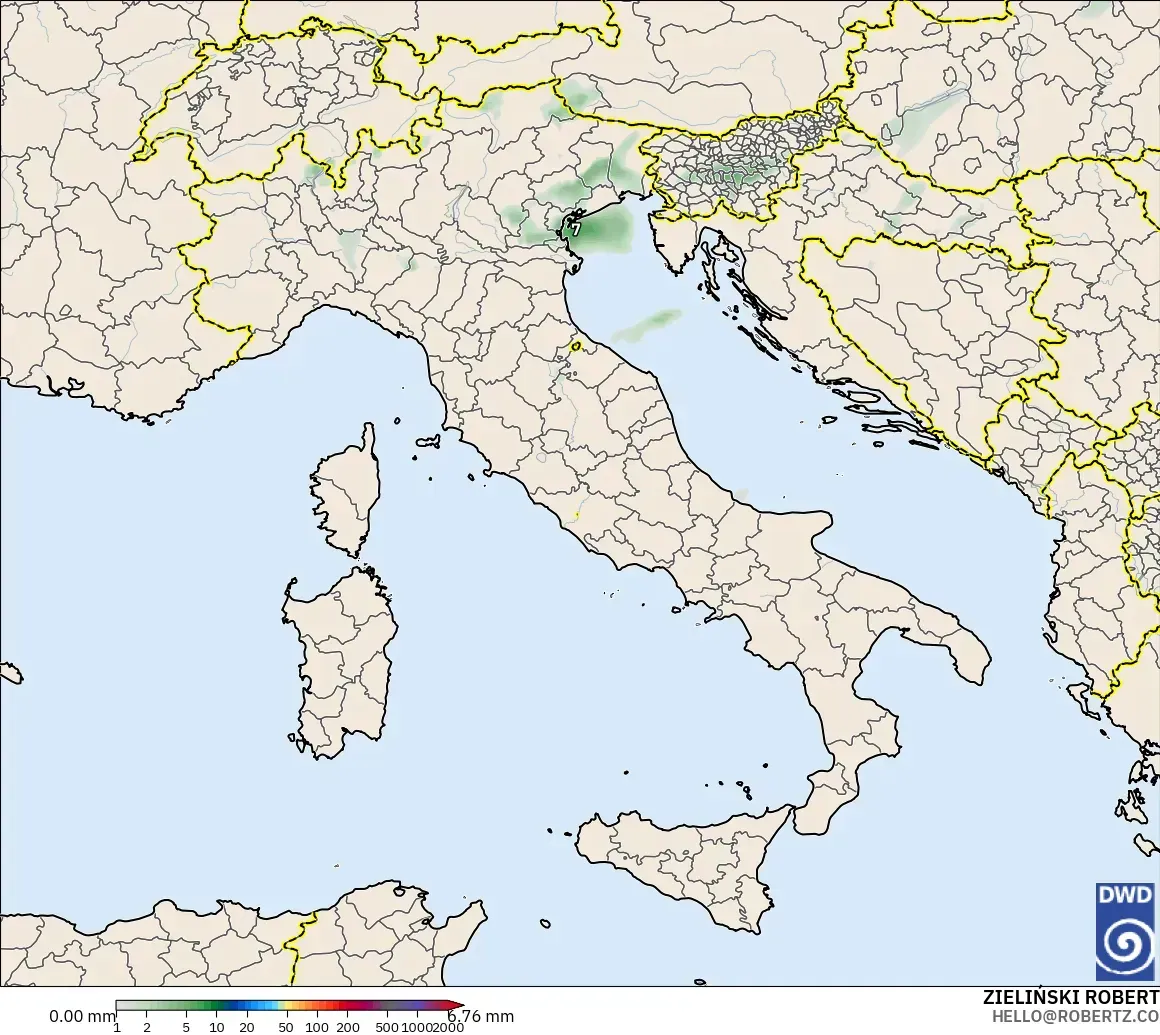 ICON modelo - Italia, Acumulación de precipitación