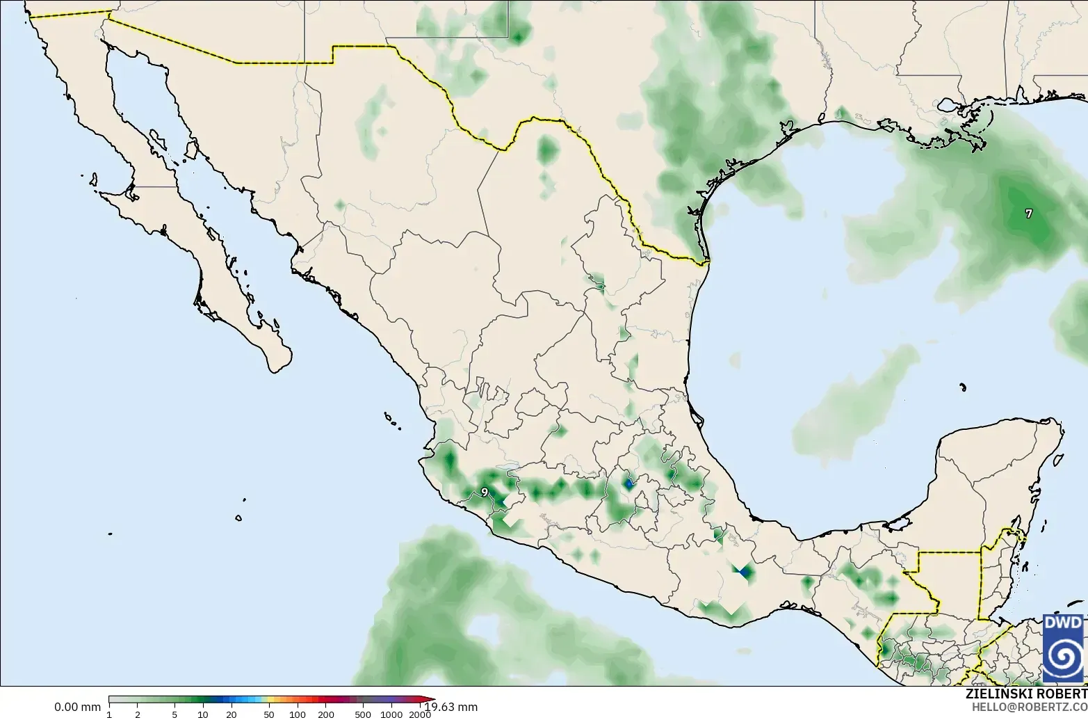 ICON modelo - México, Acumulación de precipitación