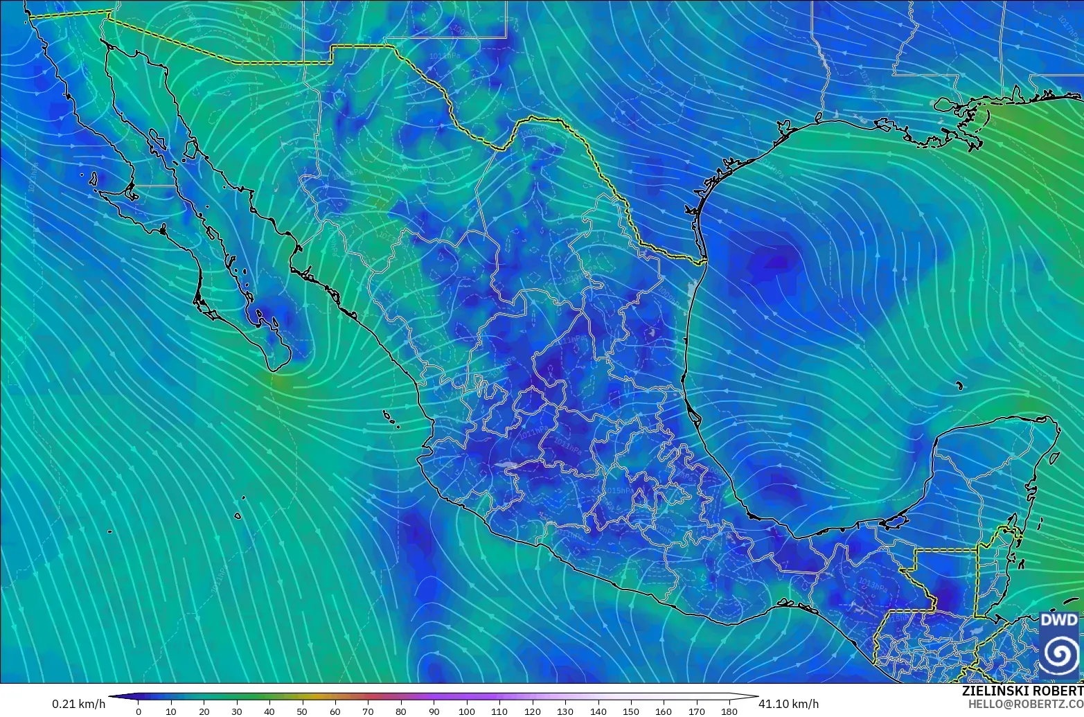 ICON modelo - México, Viento a 10 m