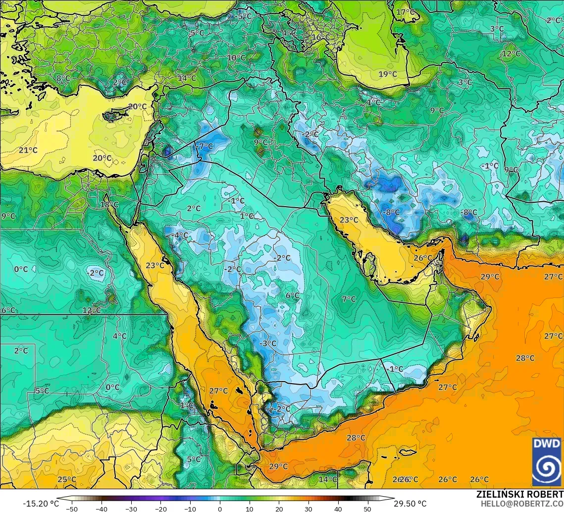 ICON modelo - Oriente Medio, Punto de rocío a 2 m