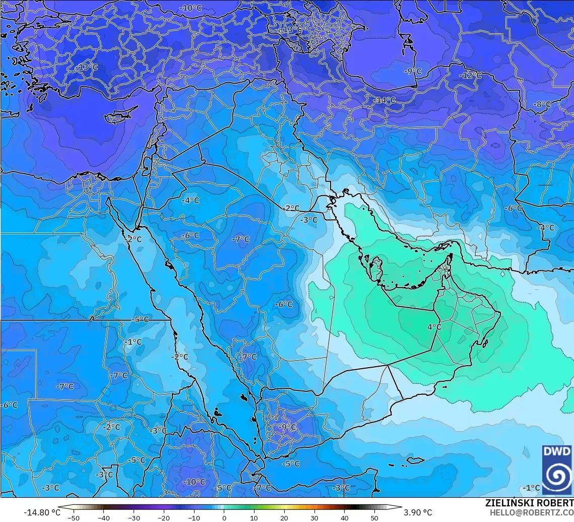 ICON modelo - Oriente Medio, Temperatura a 500 hPa