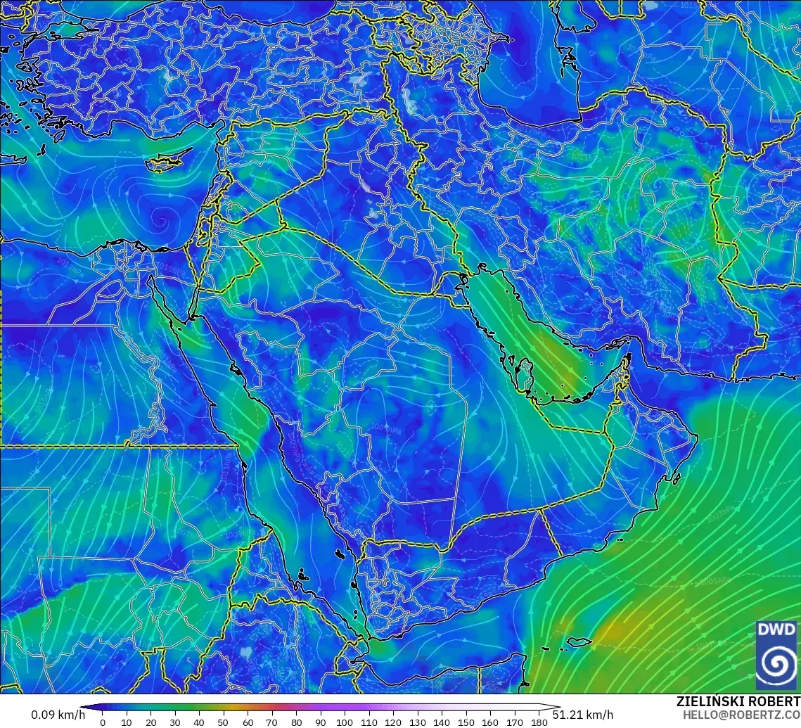 ICON modelo - Oriente Medio, Viento a 10 m