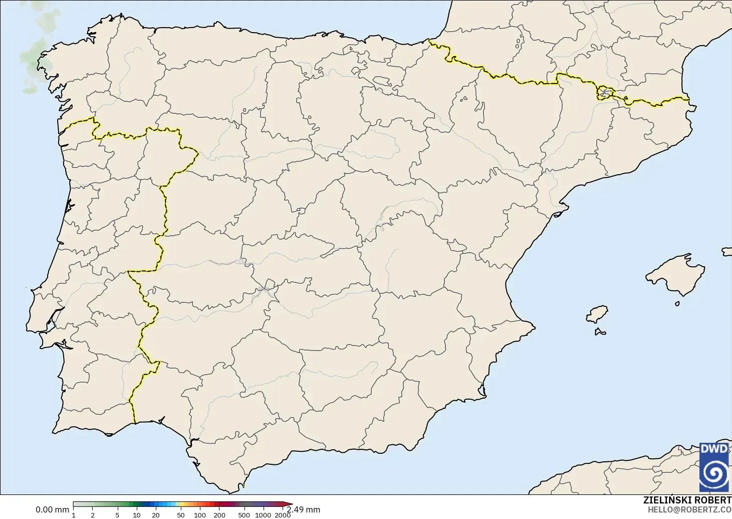 ICON modelo - España, Acumulación de precipitación