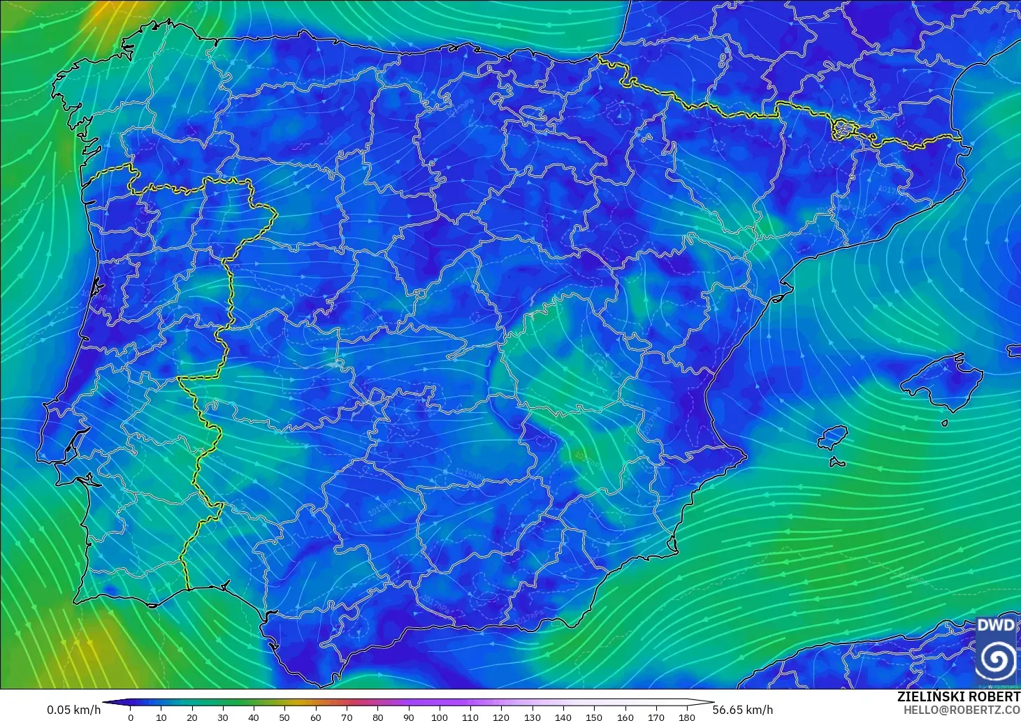 ICON modelo - España, Viento a 10 m