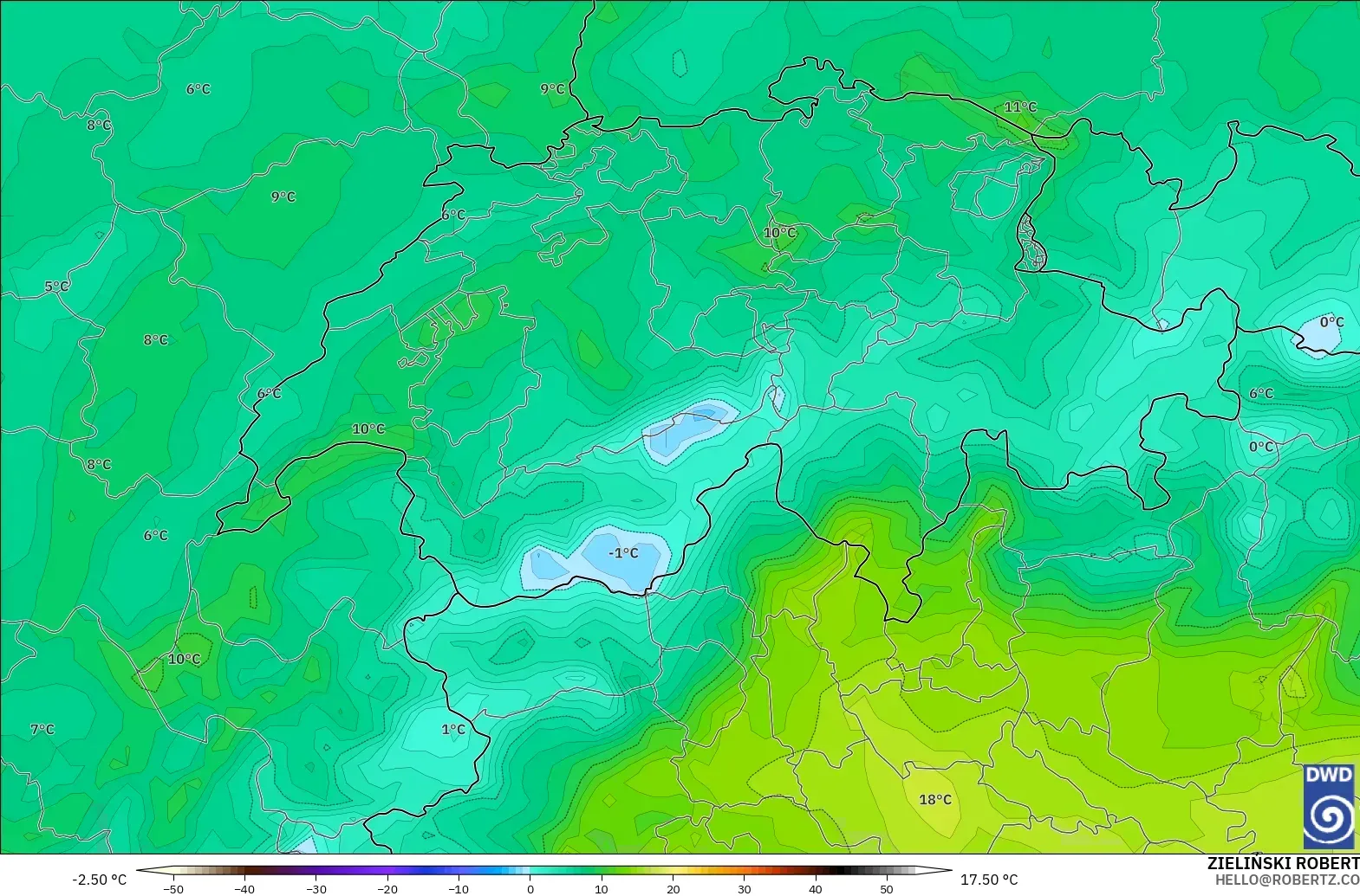 ICON modelo - Suiza, Punto de rocío a 2 m