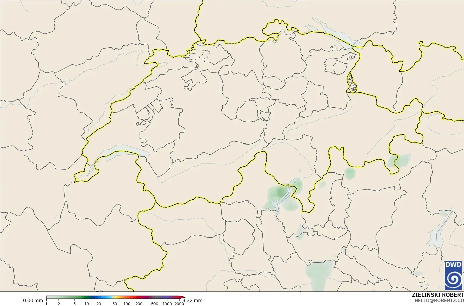 ICON modelo - Suiza, Acumulación de precipitación