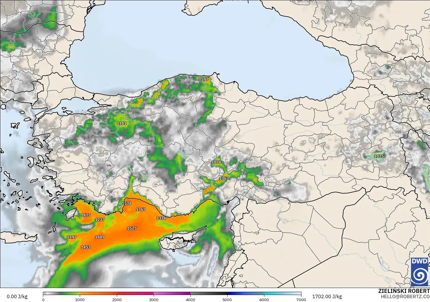 ICON modelo - Turquía, CAPE