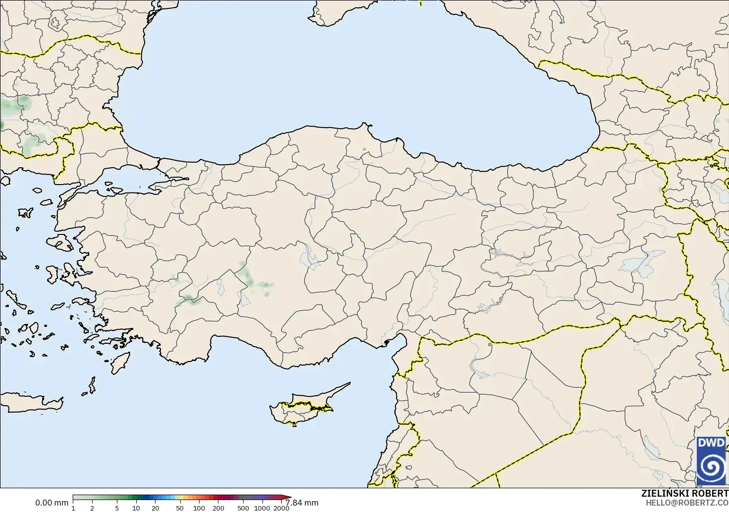 ICON modelo - Turquía, Acumulación de precipitación