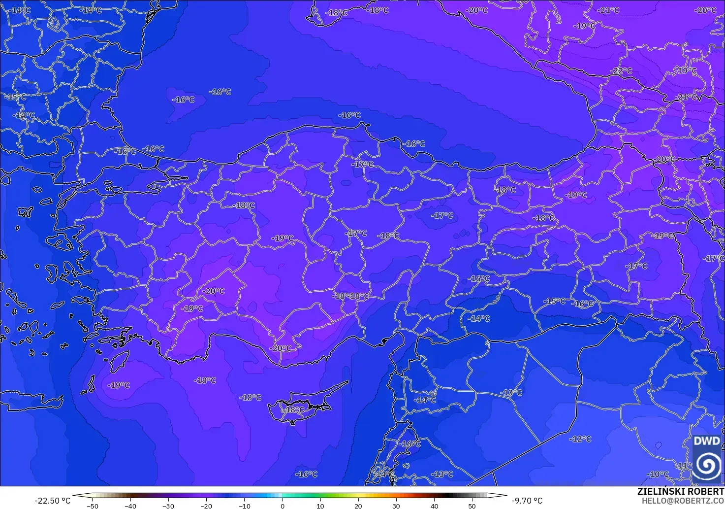 ICON modelo - Turquía, Temperatura a 500 hPa