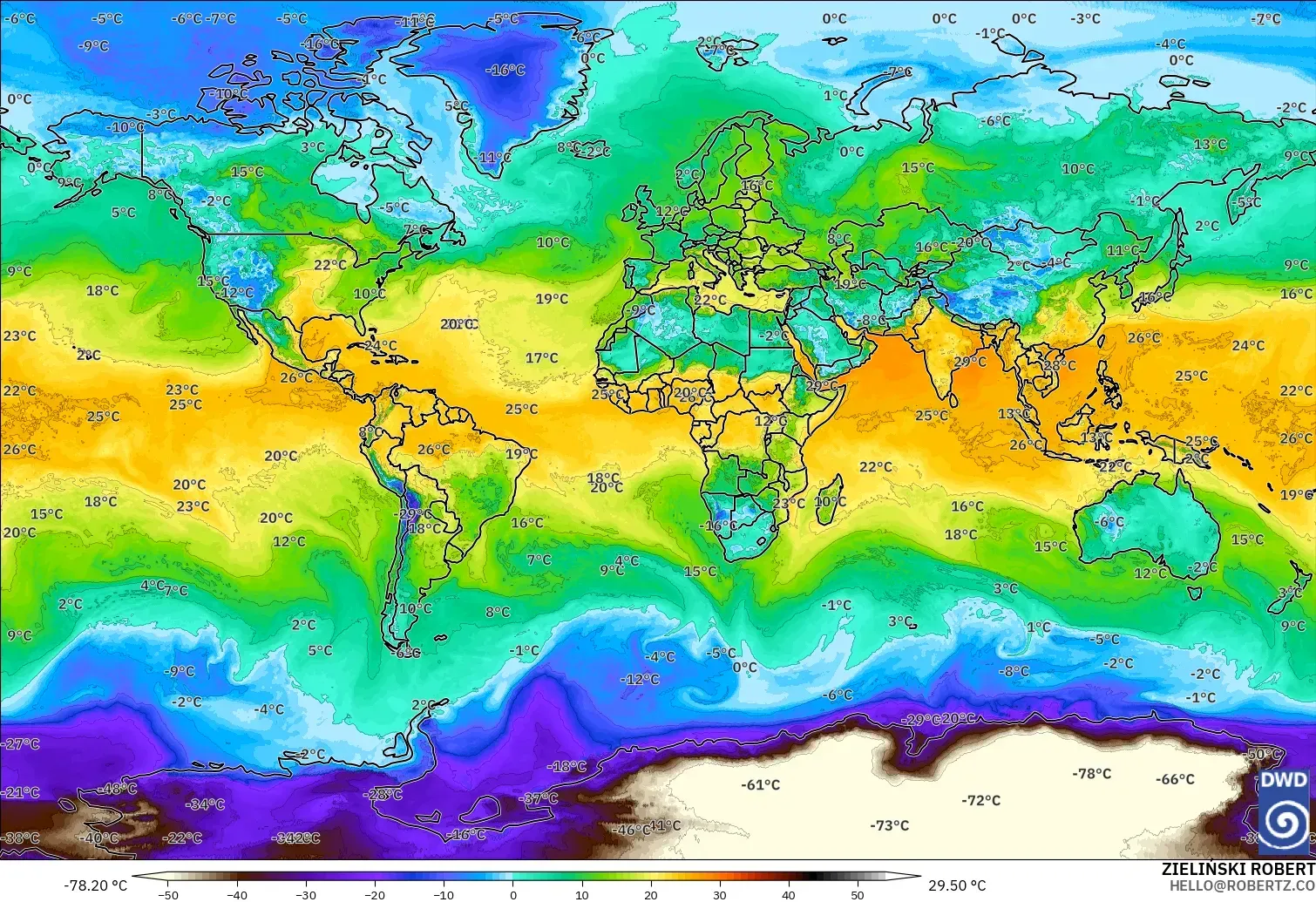 ICON modelo - Mundo, Punto de rocío a 2 m