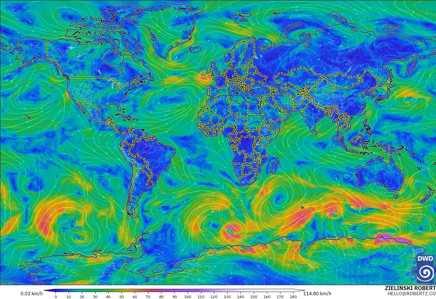 ICON modelo - Mundo, Viento a 10 m