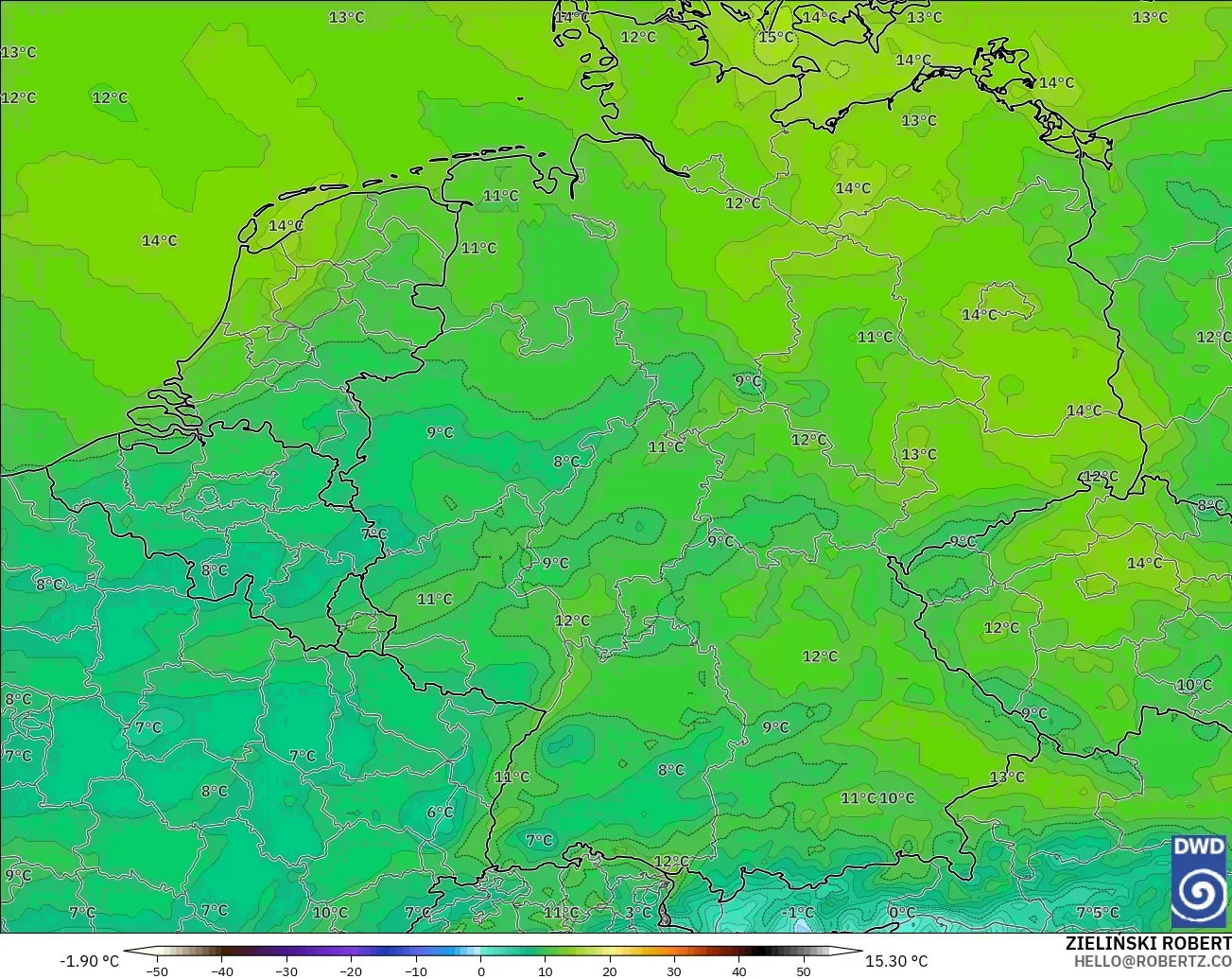 ICON modelo - Alemania, Punto de rocío a 2 m