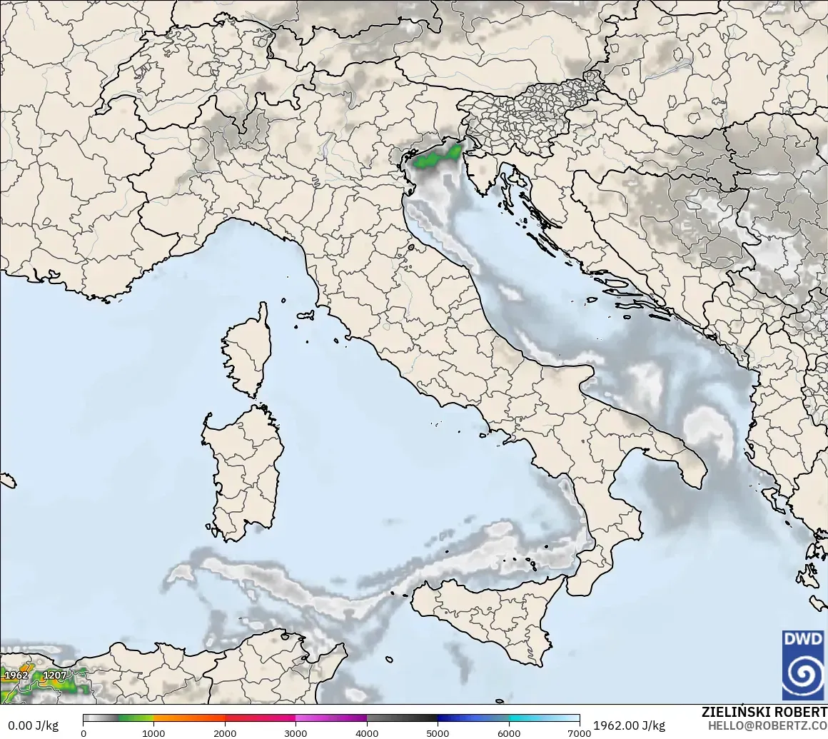 ICON modelo - Italia, CAPE