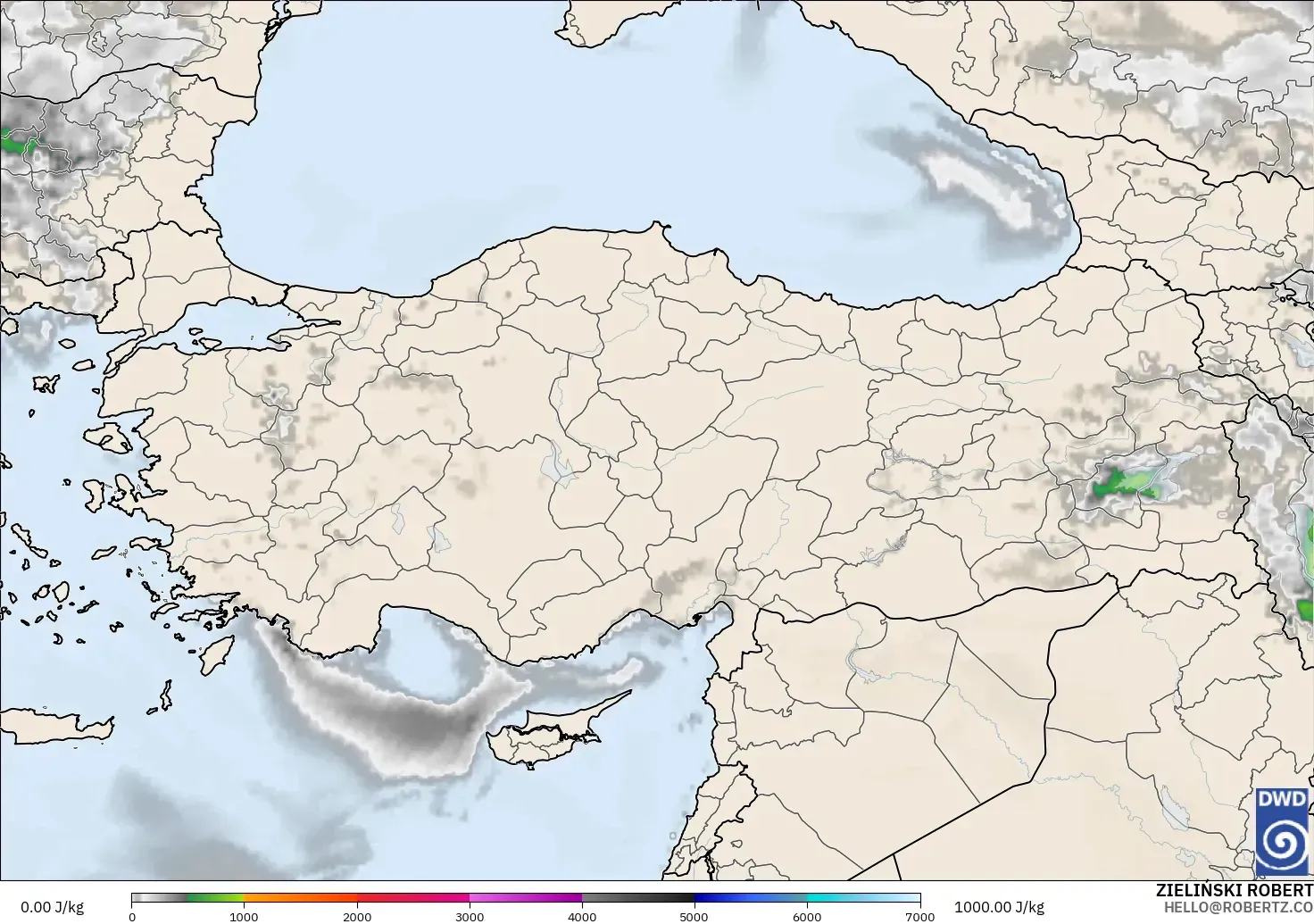 ICON modelo - Turquía, CAPE