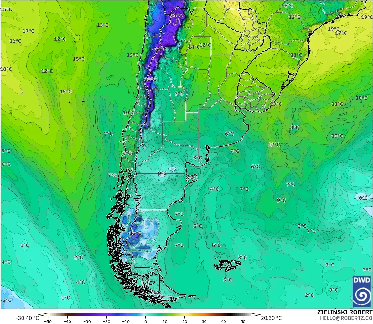 ICON modelo - Argentina, Punto de rocío a 2 m