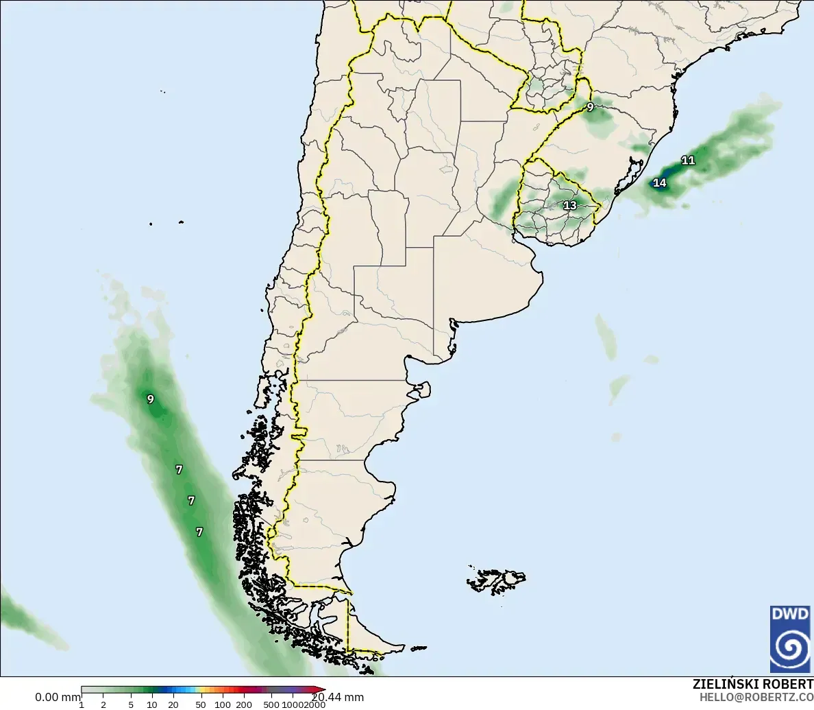 ICON modelo - Argentina, Acumulación de precipitación