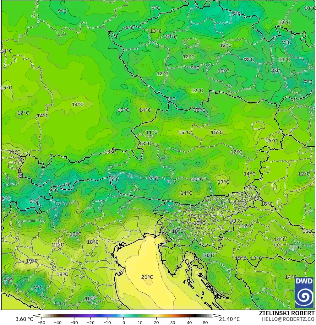 ICON modelo - Austria, Punto de rocío a 2 m