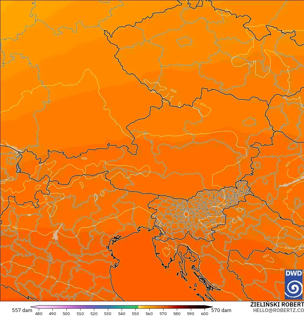 ICON modelo - Austria, Altura geopotencial a 500 hPa