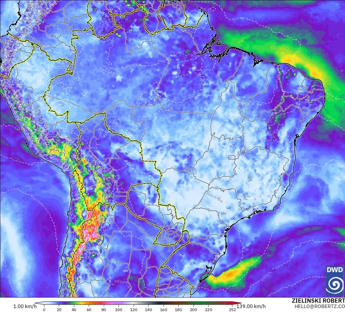 ICON modelo - Brasil, Ráfagas de Viento Máximas