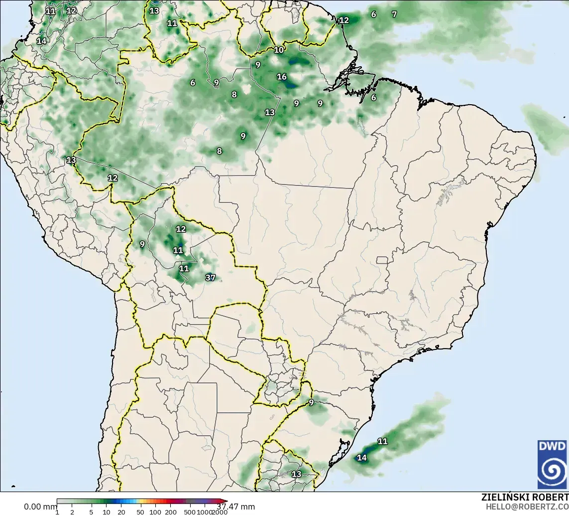 ICON modelo - Brasil, Acumulación de precipitación