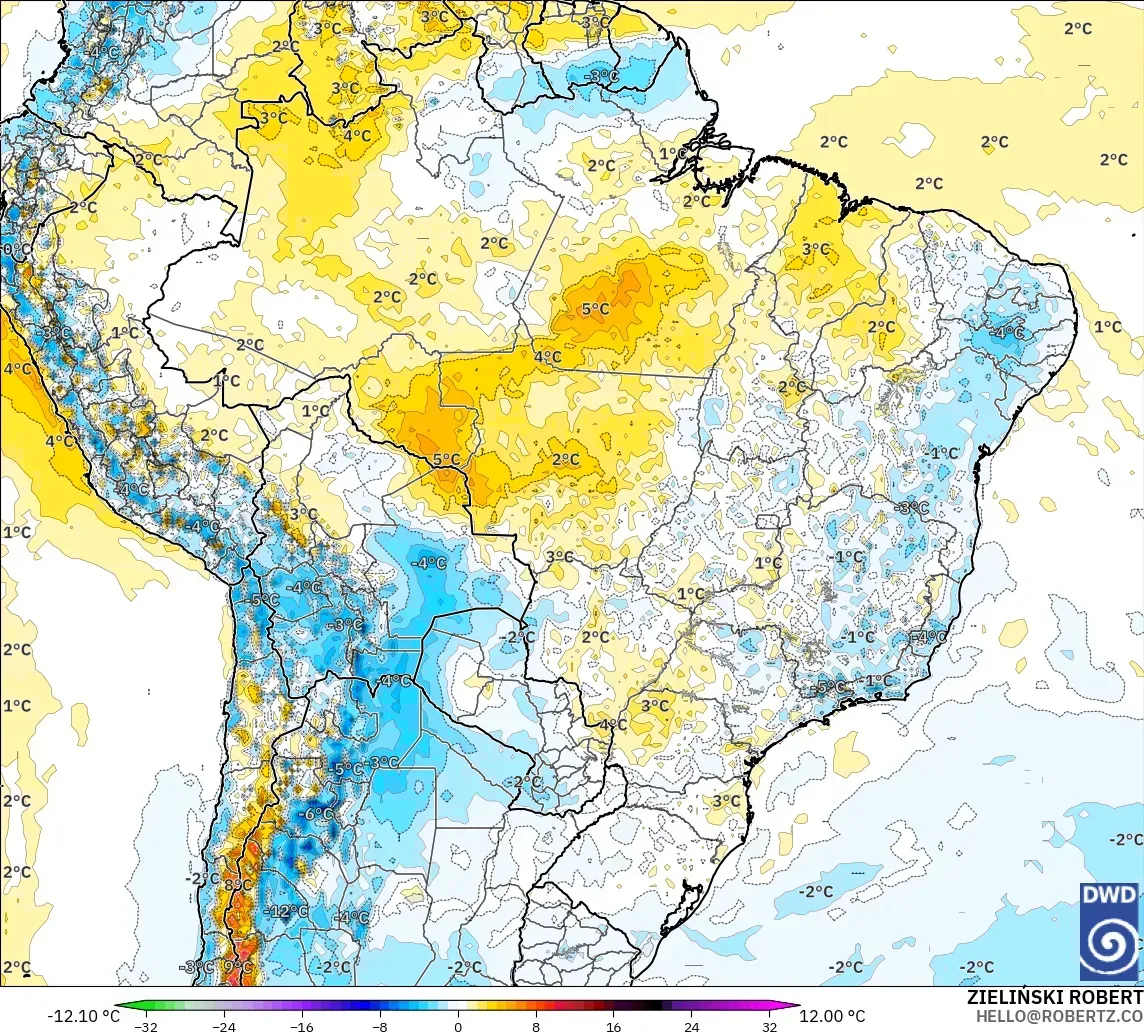 ICON modelo - Brasil, Anomalía de temperatura a 2 m