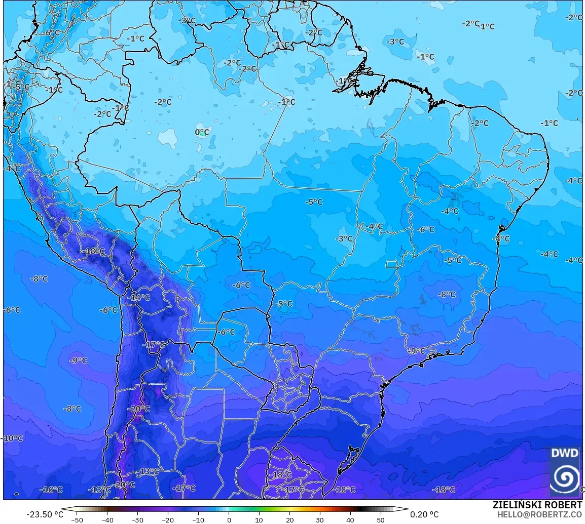 ICON modelo - Brasil, Temperatura a 500 hPa