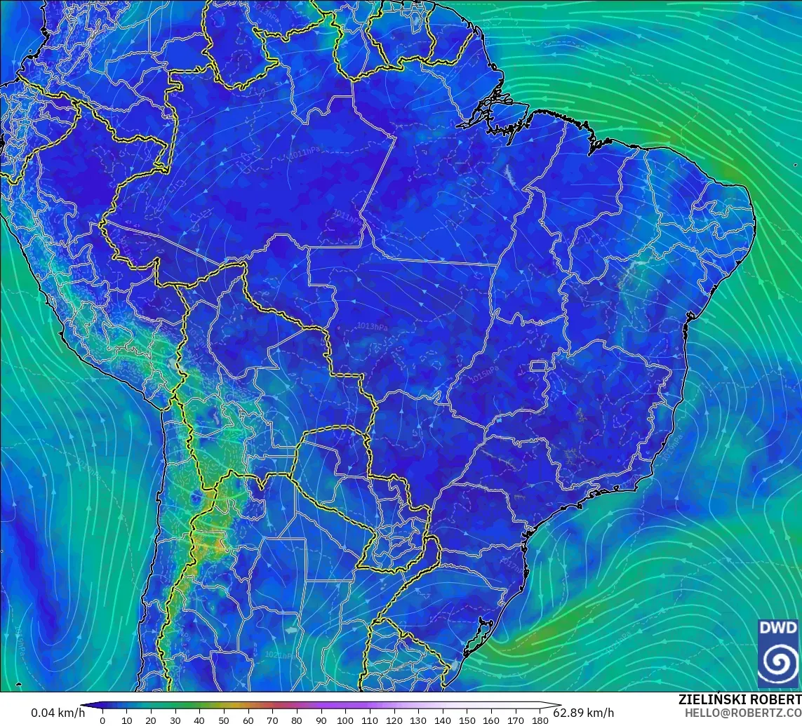 ICON modelo - Brasil, Viento a 10 m