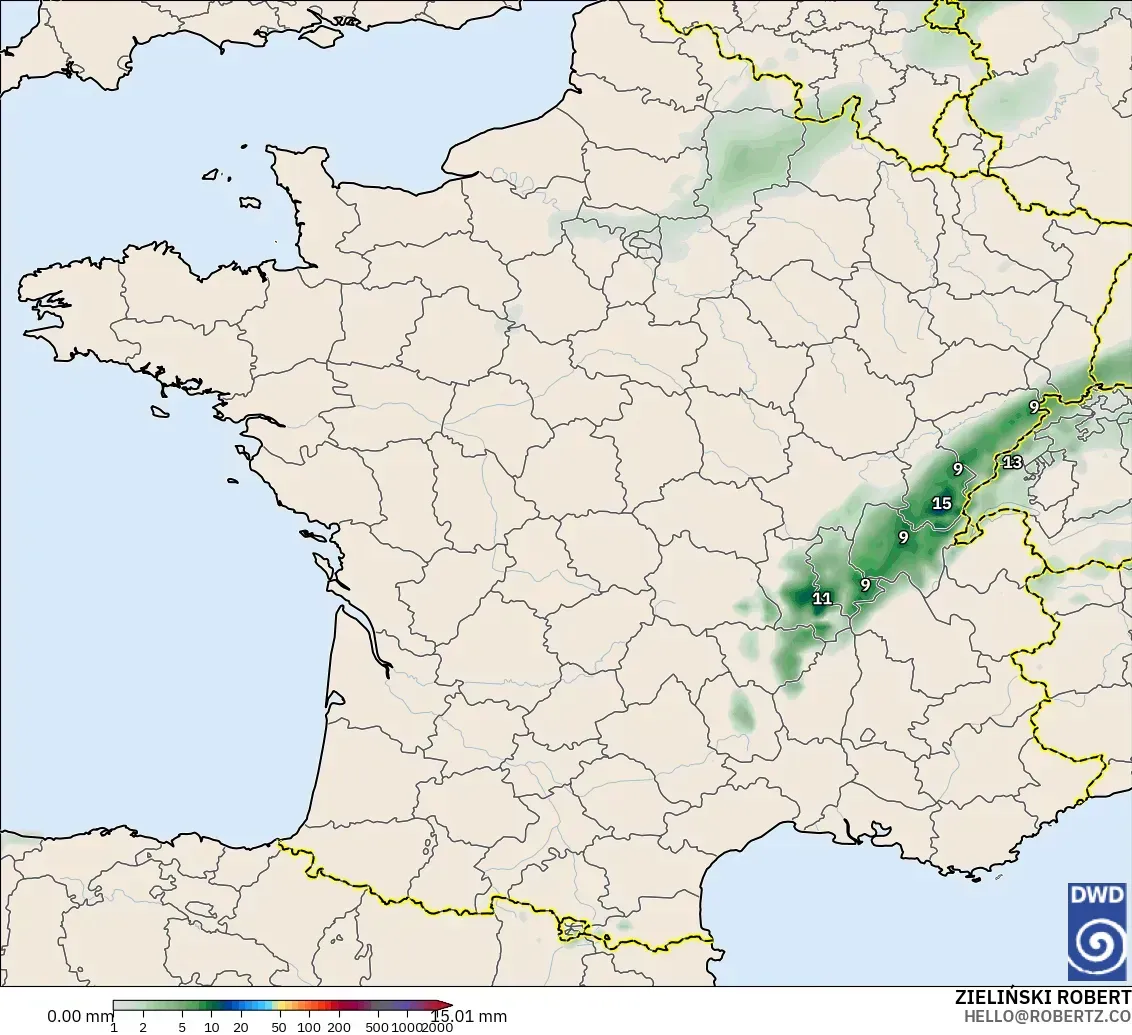 ICON modelo - Francia, Acumulación de precipitación