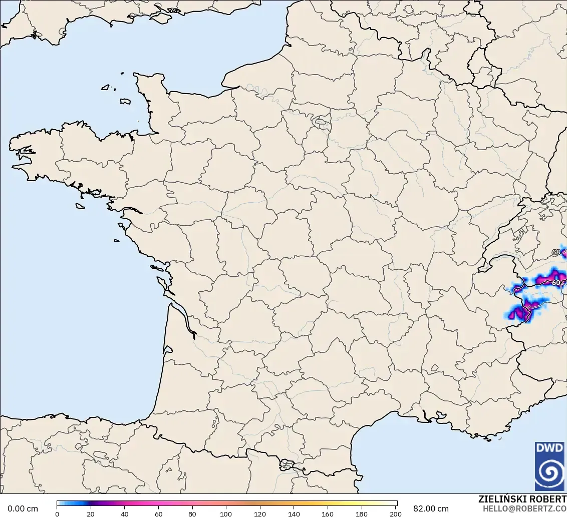 ICON modelo - Francia, Profundidad de nieve