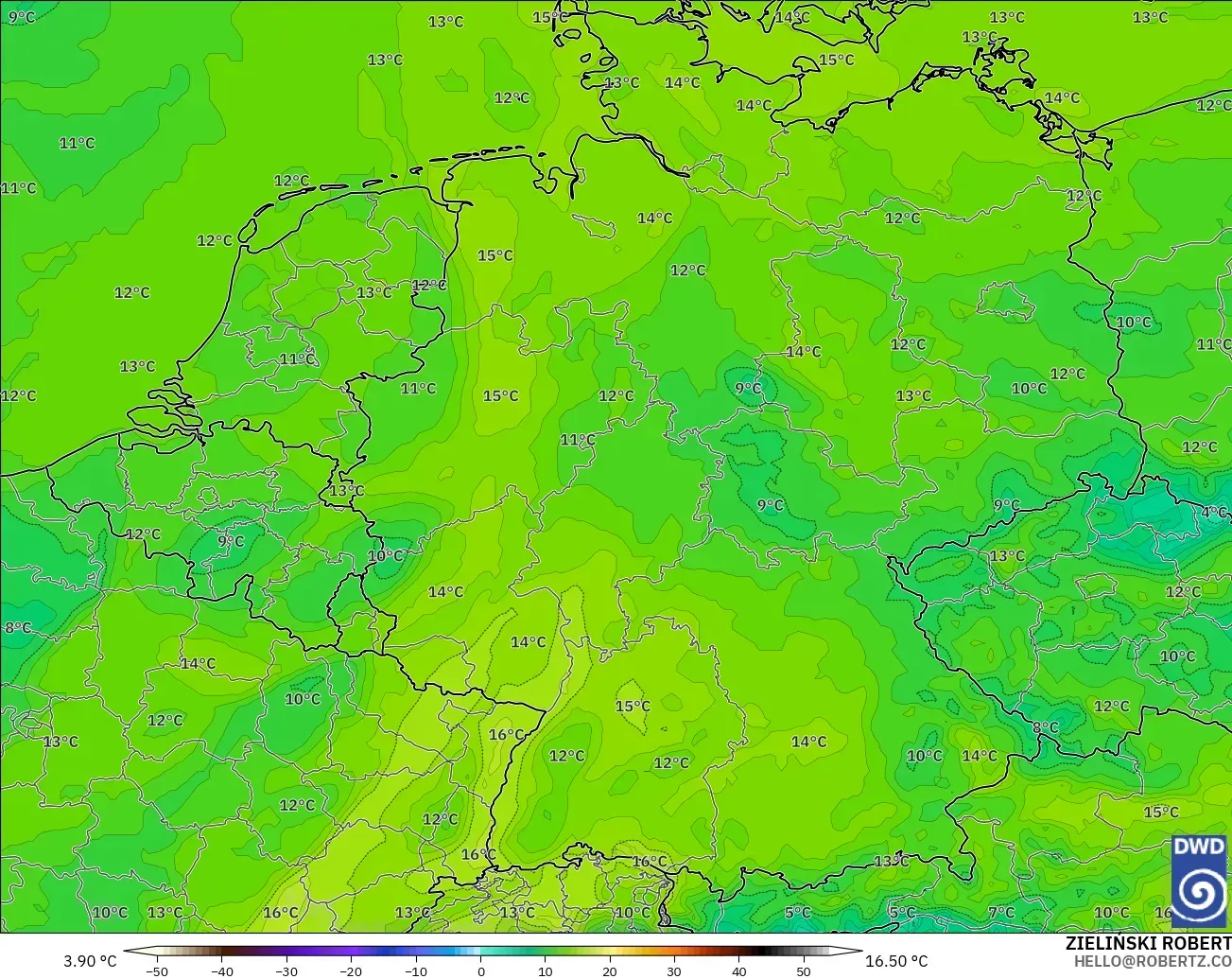 ICON modelo - Alemania, Punto de rocío a 2 m