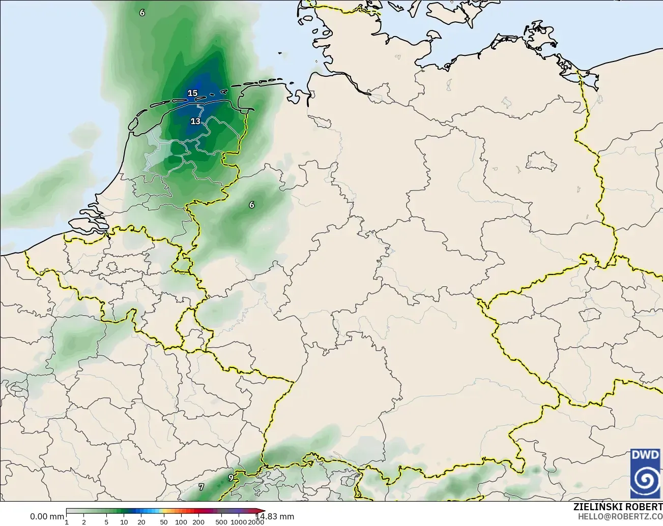 ICON modelo - Alemania, Acumulación de precipitación
