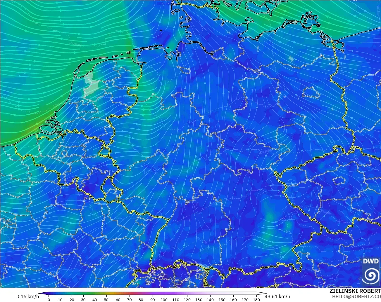 ICON modelo - Alemania, Viento a 10 m